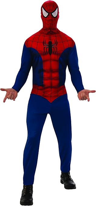 Spiderman Rubies Disfraz adulto, hombre, Jumpsuit con máscara, Color rojo y azul, Talla XL, Unisex, Oficial Marvel para fiestas, despedidas de soltero, Carnaval, Halloween